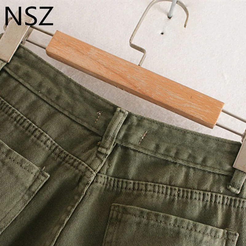 NSZ женские армейские зеленые свободные джинсы с широкими штанинами высокая талия