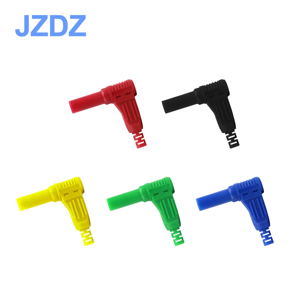 JZDZ J.10039 10 шт. красный/черный 4 мм Мужской правый угол изоляции провода припоя типа