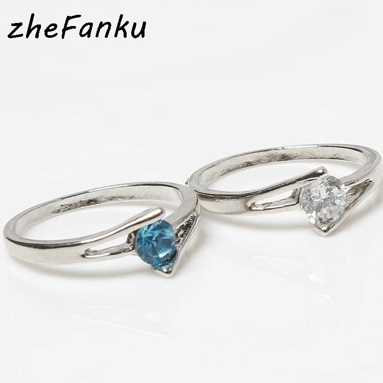 

Модный очаровательный в форме сердца со стразами сплава кольцо для мужчин и женщин, Цвет белого и синего цвета ювелирные изделия Аксессуары...