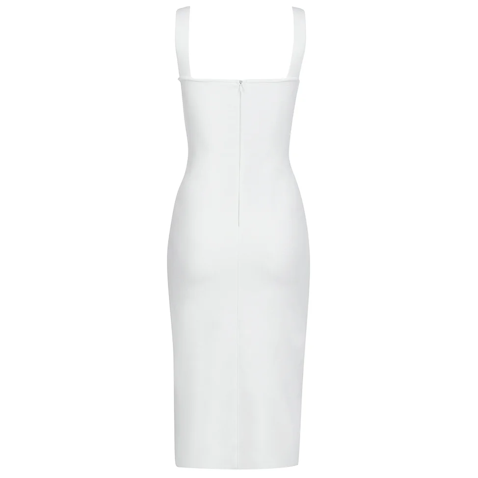 Женское облегающее платье без рукавов Белое Облегающее Платье с разрезом на лето