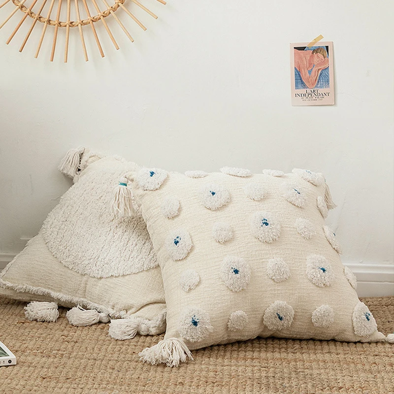 

Nordic Throw Pillow Case Decorative Tassel Cotton Tufted Cushion Cover Luxury Pillow Cover Pillowcase for Bed Sofa Home Decor