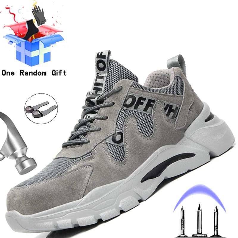 

New Work Boots Safety Steel Toe Shoes Men Work Sneakers Puncture Proof Boots Safety Shoes Men Industrial Shoes Security Boots