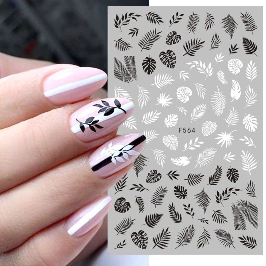 1 шт. геометрические слайдеры 3D наклейки для ногтей черно-белые треугольные линии