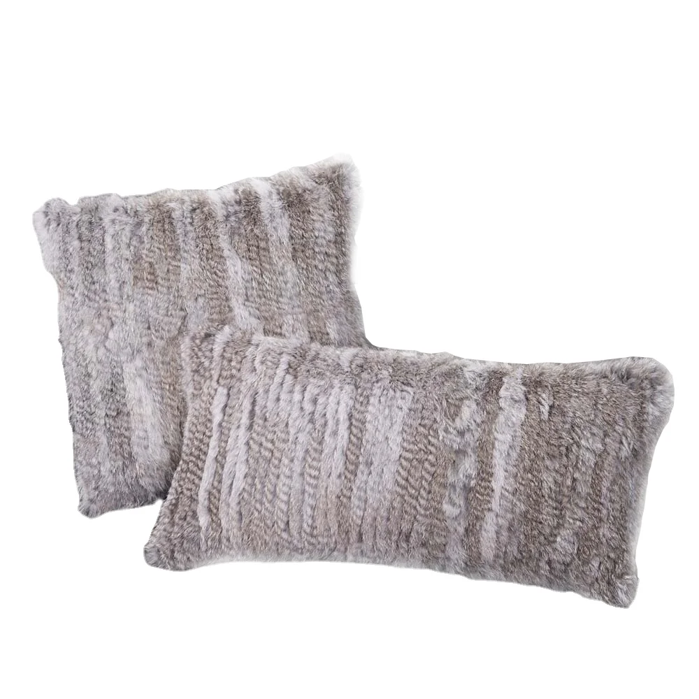 Чехол для подушки из натурального меха MS.Softex вязаный вручную чехол кроличьего