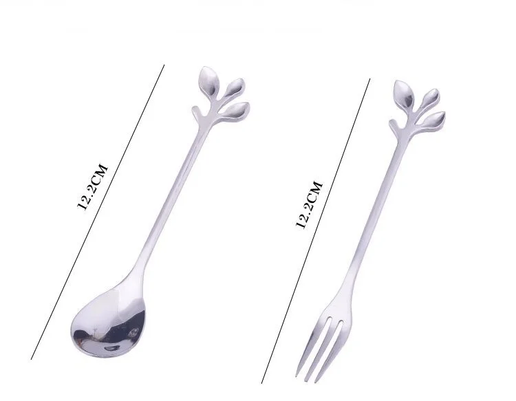 Golden Silver Leaf Spoon Stainless Steel Coffee Spoon Coffee Mixing Spoon Northern Europe Custom Gift Creative Branch Spoon