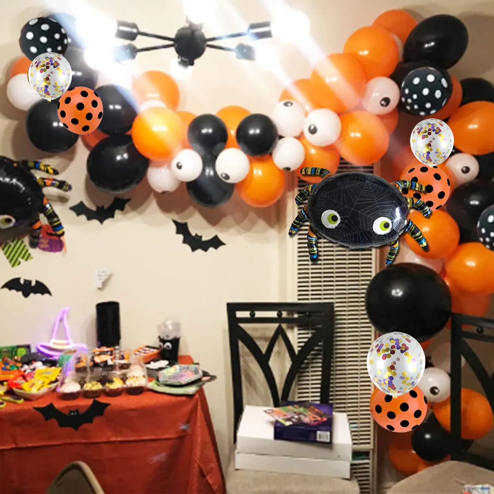 

Черные оранжевые латексные воздушные шары на Хэллоуин, детские игрушки, гирлянда для украшения бара и вечерние, украшение для вечеринки на ...
