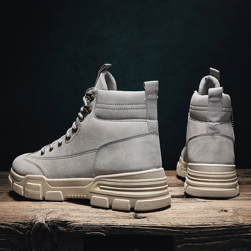 Мужские кожаные ботинки водонепроницаемые в стиле милитари на шнуровке зимние