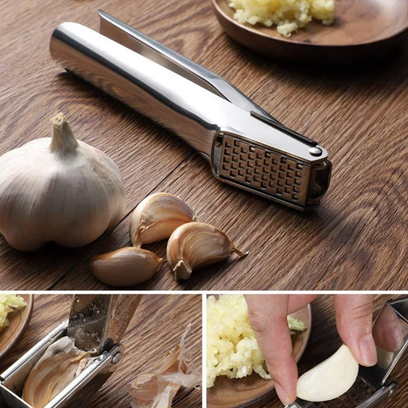 

Premium Garlic Press, Stainless Steel Garlic Mincer with Square Hole - Rust Proof, Professional Grade Garlic