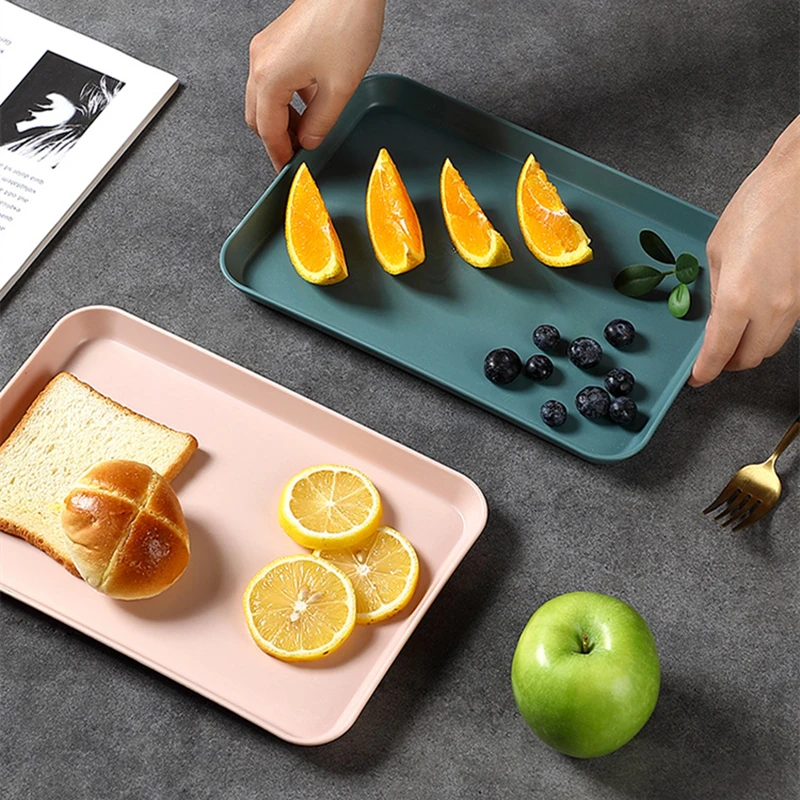 

Creative Living Room Fruit Breakfast Dish Snacks Dessert Storage Plate Teacup Kettle Tray Rectangle Home Plastic Food Container