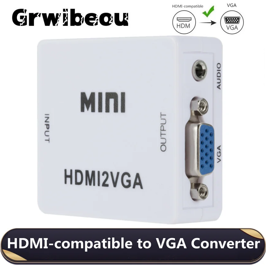 

HDMI-compatible to VGA Adapter Converter Mini HD 1080P HDMI-compatible to VGA Converter With Audio For Laptop for HDTV Projector