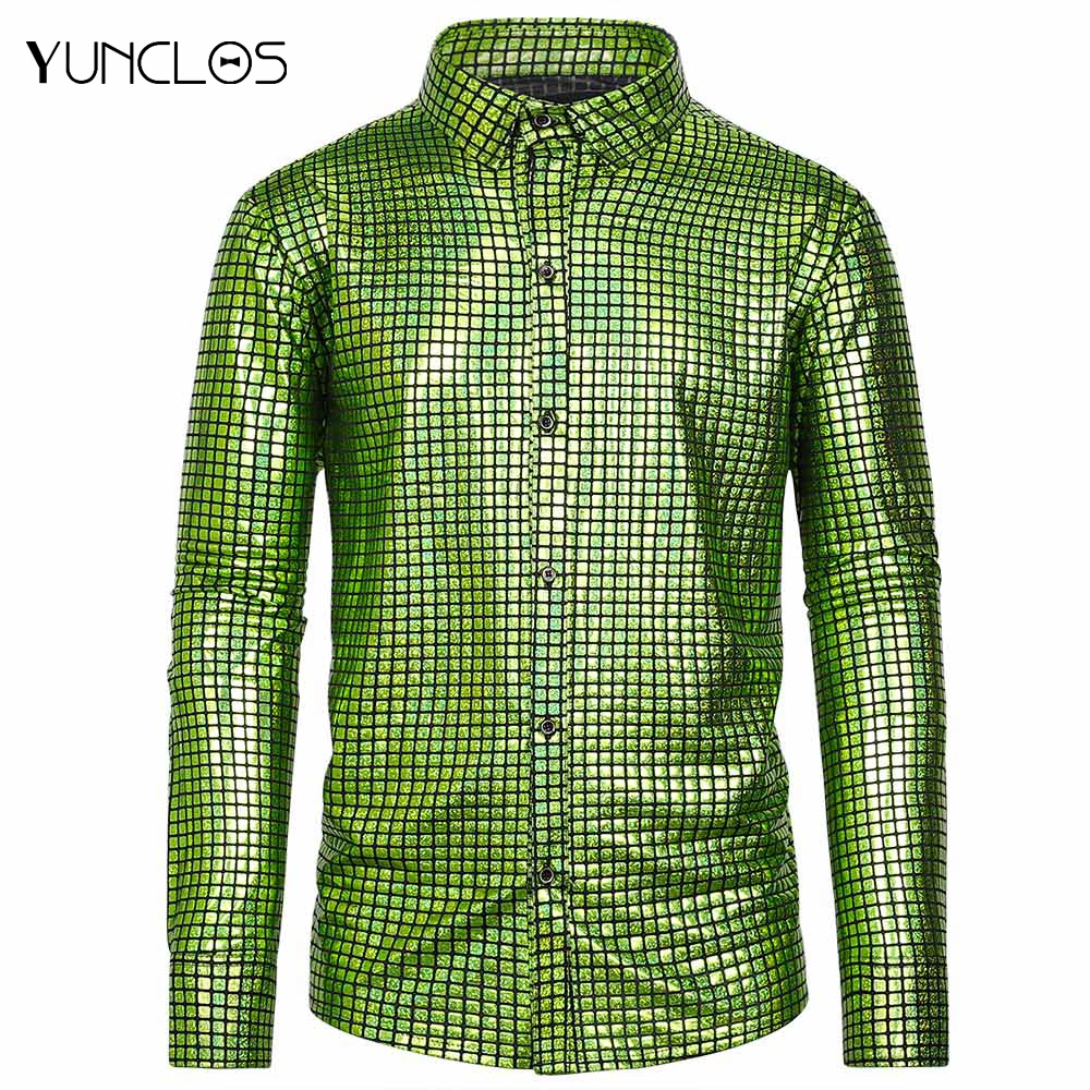 

YUNCLOS Осенняя мужская рубашка с длинным рукавом, приталенная Мужская рубашка, мужские Модные вечерние рубашки с отложным воротником и пугови...
