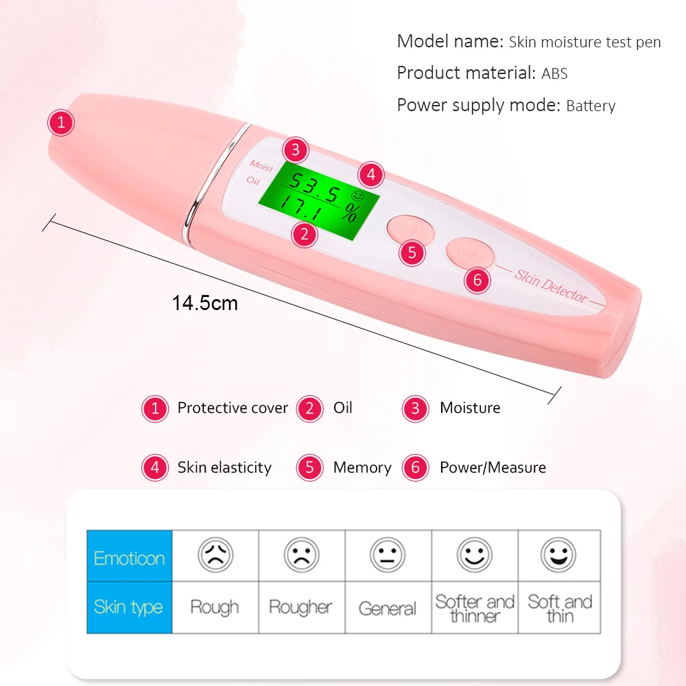 

Precision Skin Oil Content Facial Skin Analyzer LCD Digital Moisture Meter Battery Operated Skin Care Tester Monitor Detector