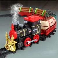 christmas electric rail car train toy with smoke simulation classical model childrens electric railway train set for boy