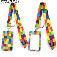 rainbow lattice fashion neck strap lanyard keychain keys id holder badge mobile phone straps keycord hang rope webbing ribbon