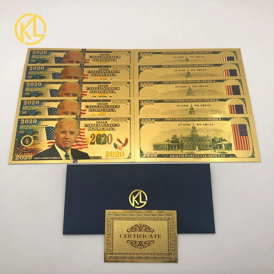 

10pcs/lot 2020 Potential New President Joe Biden election Banknotes We trust in Gold Collection and fans gifts