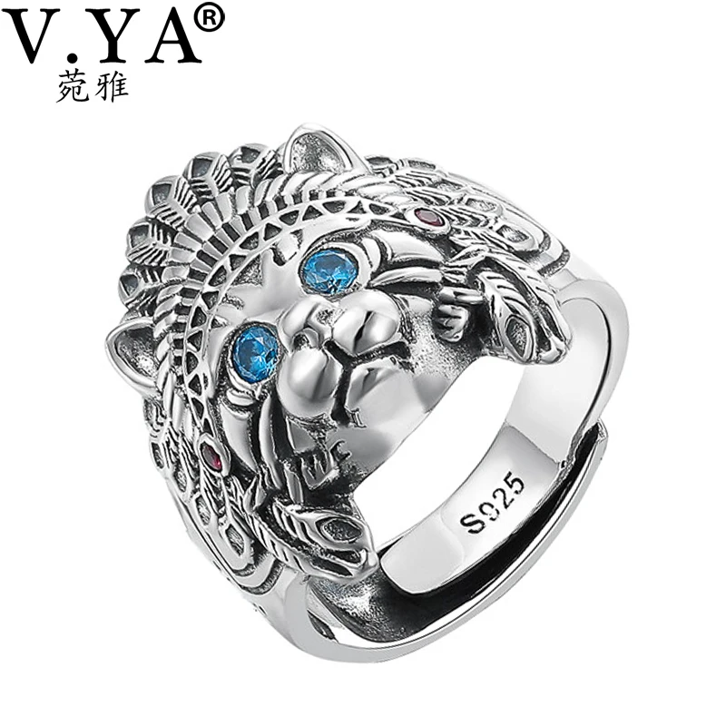 

V.YA 925 стерлингового серебра винтажное свадебное кольцо Мода Дизайн кольца для мужчин и женщин Стиль Тайский Серебряный Регулируемые кольца...