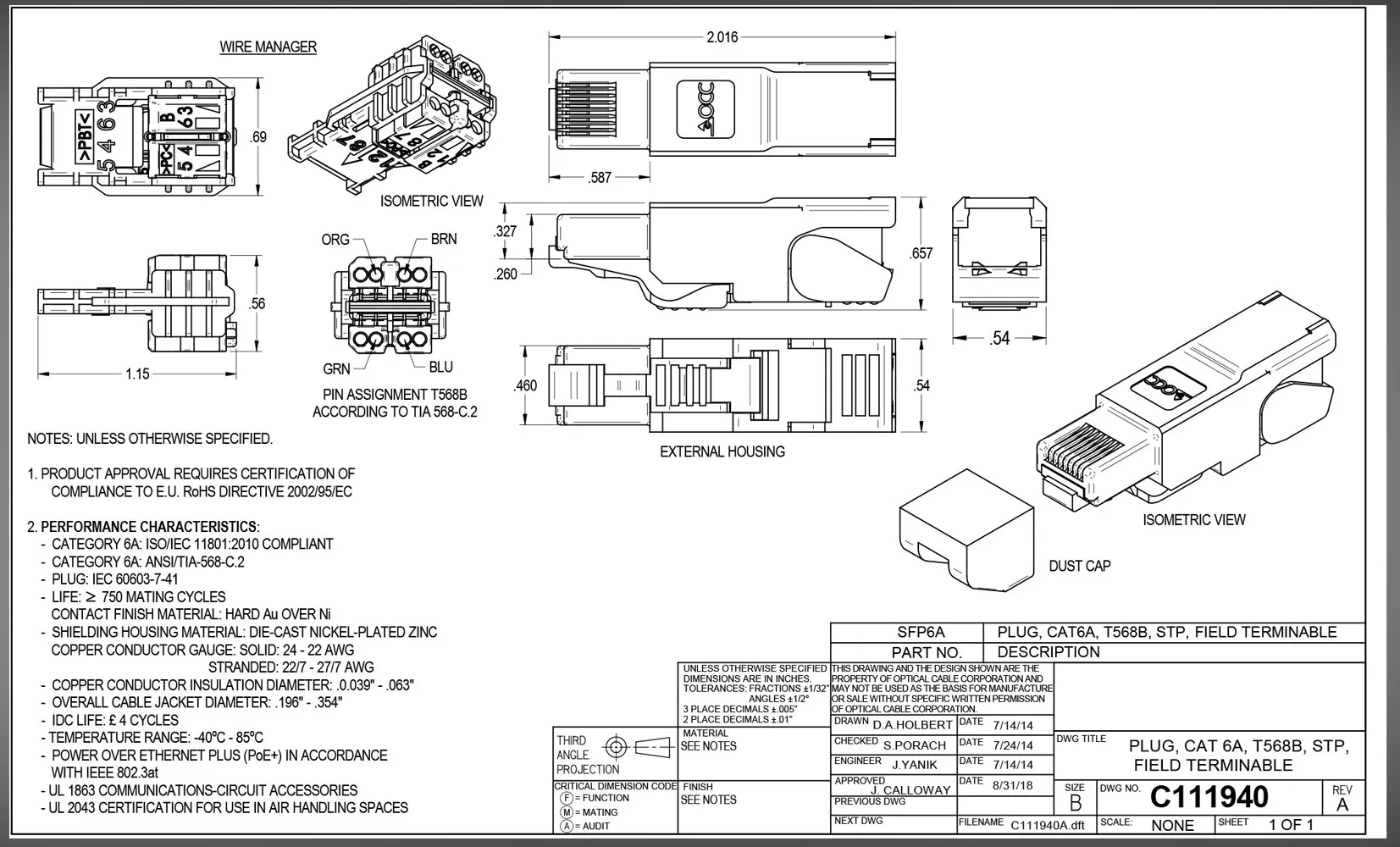 Разъем ZoeRax CAT8 /CAT7 /CAT6A Rj45 безинструментальный экранированный концевой разъем RJ45