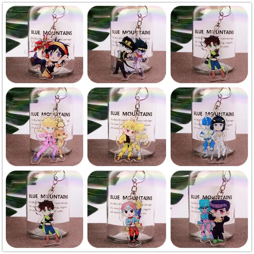 Anime JoJos Bizarre Adventure Golden Wind Kujo Jotaro Acrylic Figure keychain Keyring Decoration Collection Model Toy Cosplay