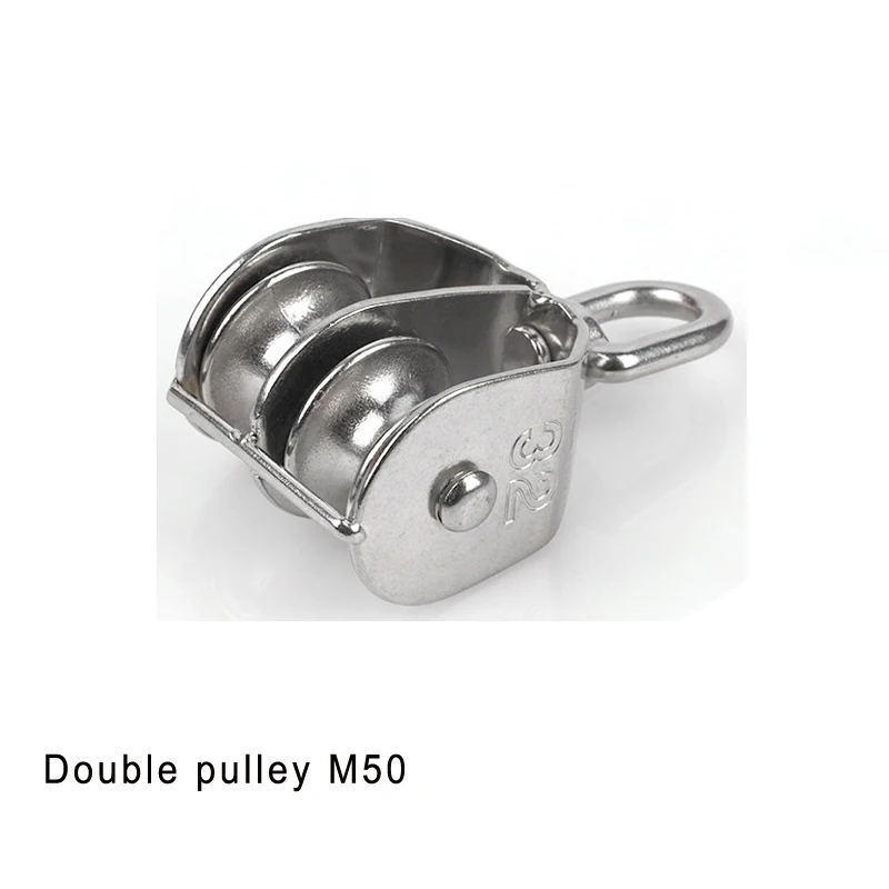 M50 Double pulley M50& M75& M100 304 одноколёсный роликовый блок из нержавеющей стали или двухосный двойной приводной ремённой шкив поворотный шкив блок скалолазания аксессуары - Цвет: M50 Double pulley