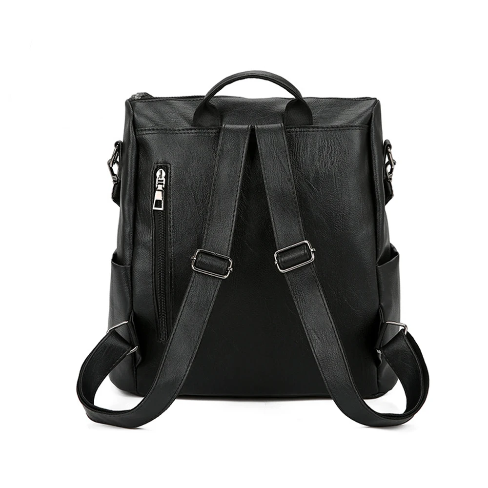 2020 модный тренд женский черный рюкзак на молнии из искусственной кожи дорожная