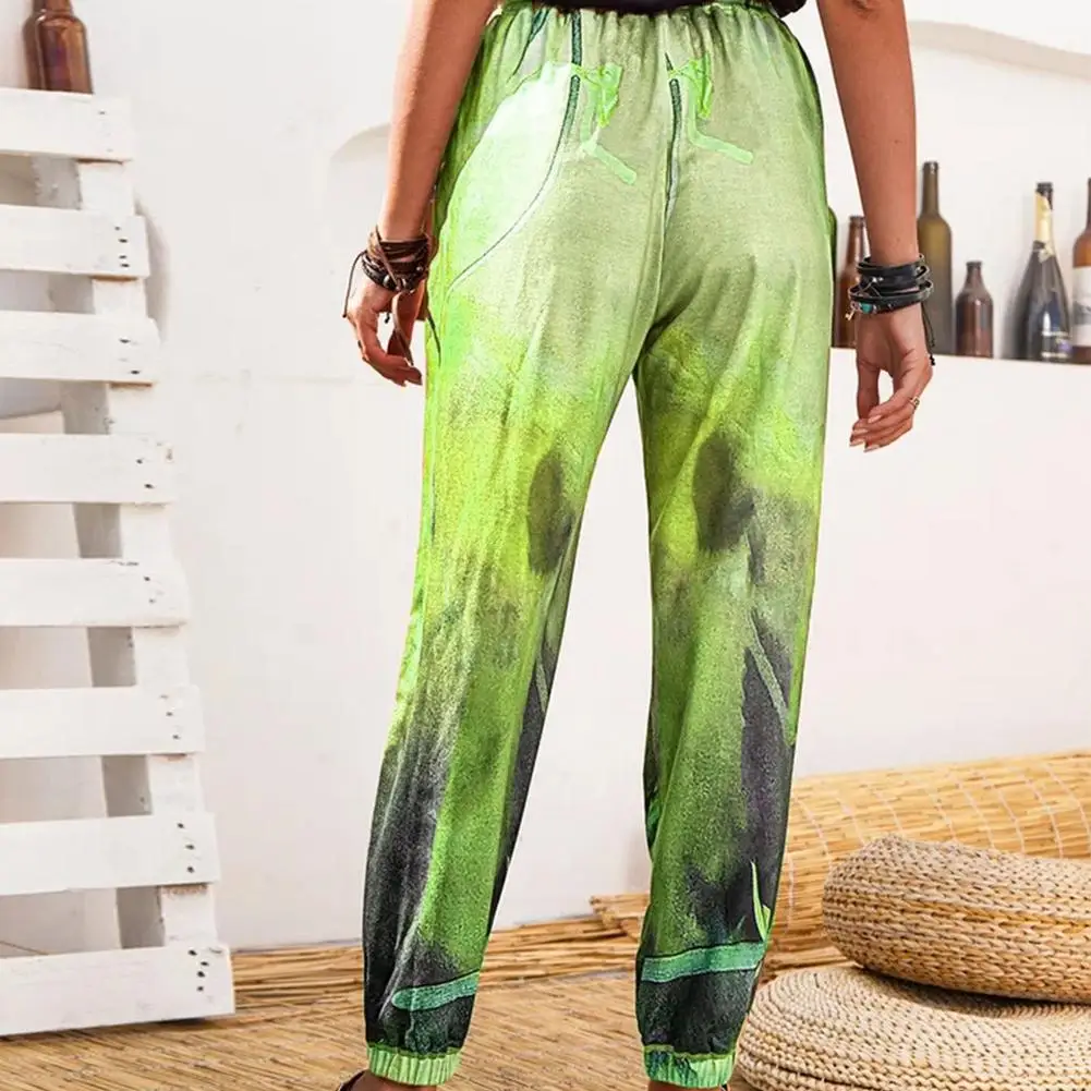 Женские шаровары с высокой талией повседневные свободные брюки до щиколотки