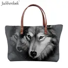 Jackherelook, серая сумка через плечо с принтом дикого волка, крутая дизайнерская большая сумка в виде животного, сумка-мессенджер, пляжные тоуты для женщин, молодежная сумка для девочек