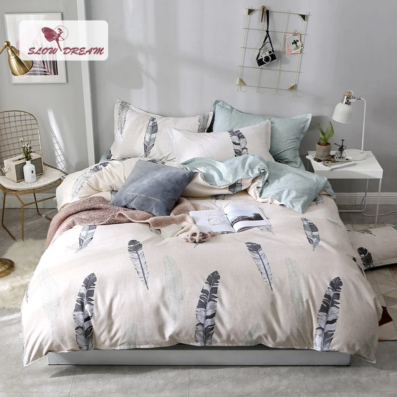 Комплект постельного белья с перьями в скандинавском стиле плоский лист