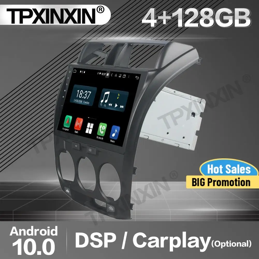 

128G Carplay Car Radio 2 Din Stereo Receiver Android 10 For Honda City 2006- 2012 2013 Grey GPS Player Audio Recorder Head Unit