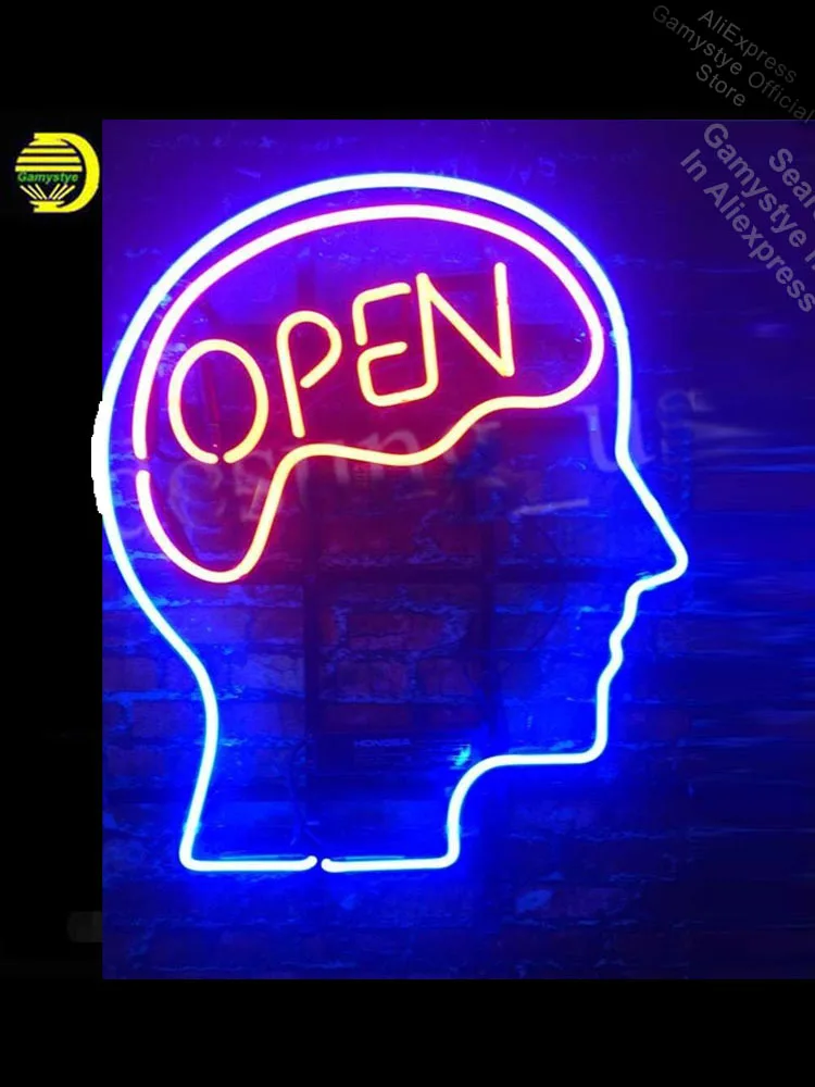 

Neon Sign for Open Mind Brain Open Red Neon Tube sign handcraft Shop Hotel Store Displays Outdoor Wall Light Neon Signs For Home