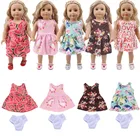 Платье + однотонные трусики, с буквенным принтом в горошек, для 18-дюймовых американских кукол, для девочек 43 см, для новорожденных, аксессуары