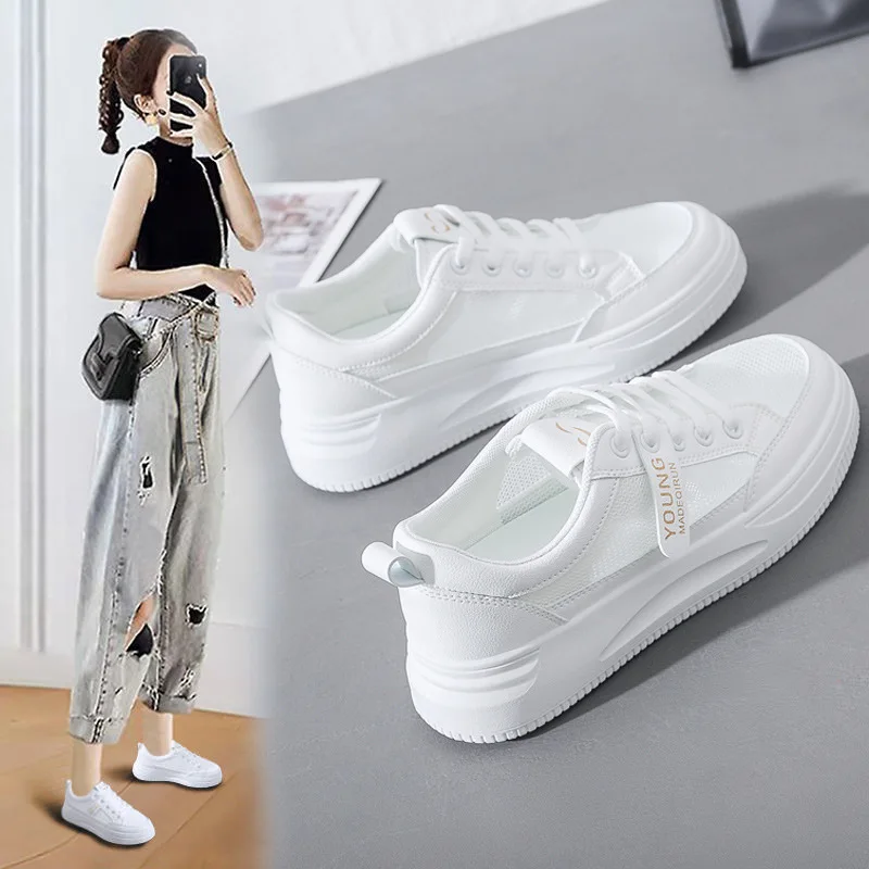 

2021 New White Shoes Women's Sneakers Women's Breathable Casual Leather Women's Shoes Shoes Woman Sneakers Women