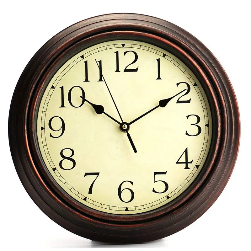 

12-Inch Round Classic Clock Retro Non Ticking Quartz Decorative Wall Clock
