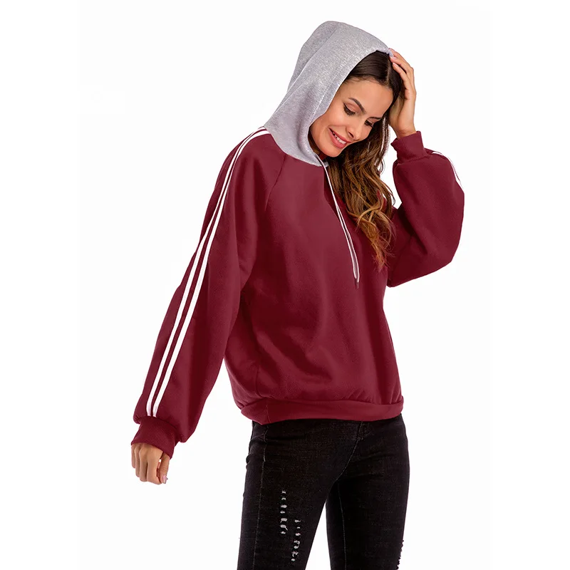 

Sweatshirt Women Color Matching Women Clothing Autumn and Winter Hooded Women Loose and Plus Size Casual Hoodie
