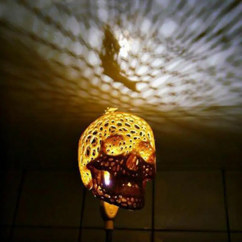 Horror Skull Hollow Lamp Vintage Artificial Head Headlight Lighting Art Decoration Halloween Ornament | Дом и сад