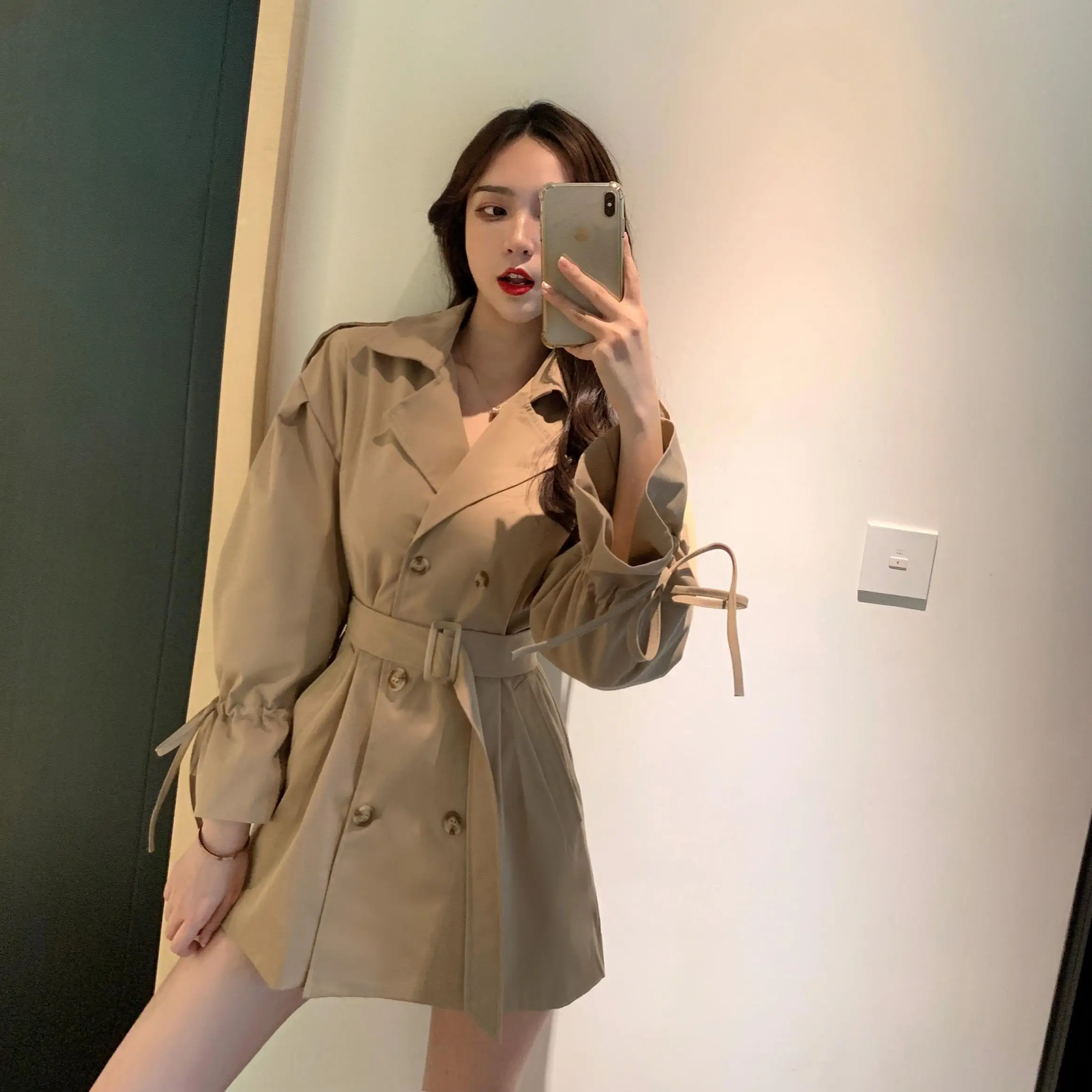 Тренчкот с длинным рукавом новинка женский короткий Свободный комбинезон в