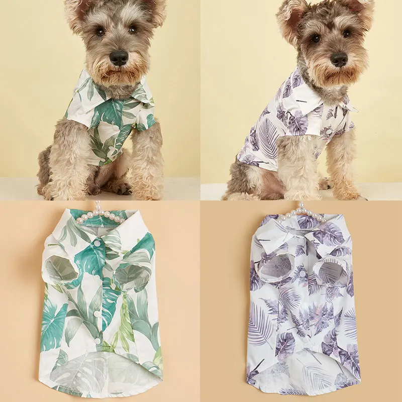 

Dog Shirts Clothes Summer Beach Clothes Vest Pet Clothing Floral T-Shirt Hawaiian For Small Large Cat Dog Chihuahua