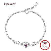 romantic 925 silver jewelry bracelets for women wedding engagement promise party accessory heart shape zircon gemstone bracelet