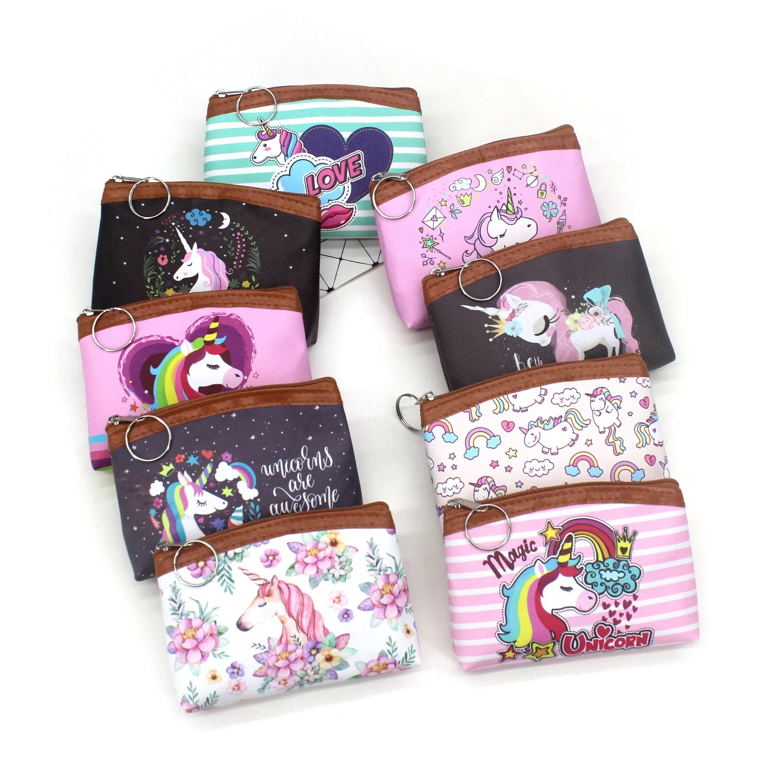 Кошельки для монет с единорогом Женский мультяшный мини-кошелек милый держатель