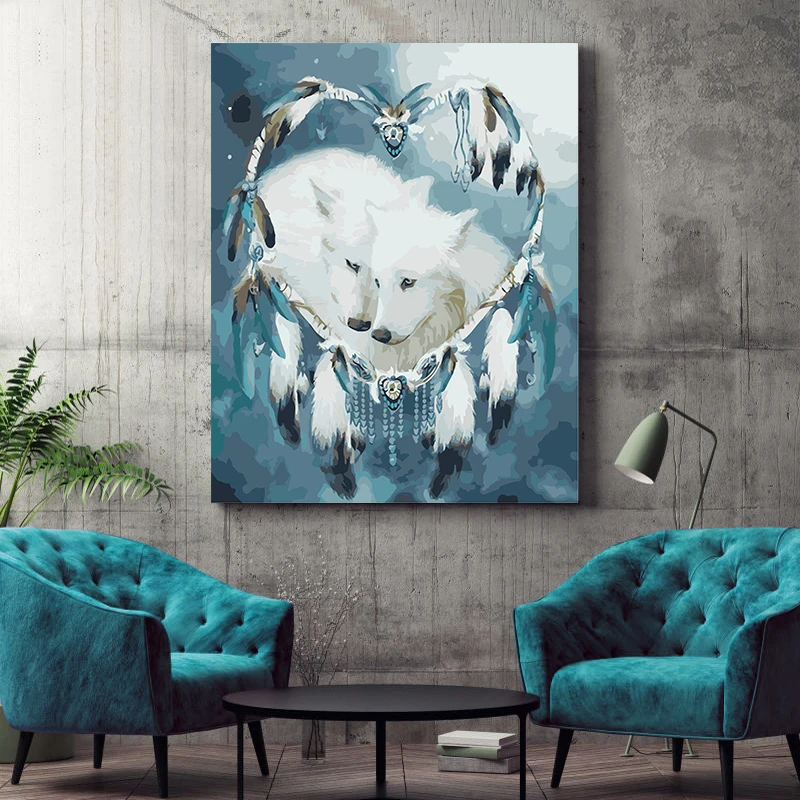 Краска от numbes художественная живопись по номерам волк животное тотем DIY