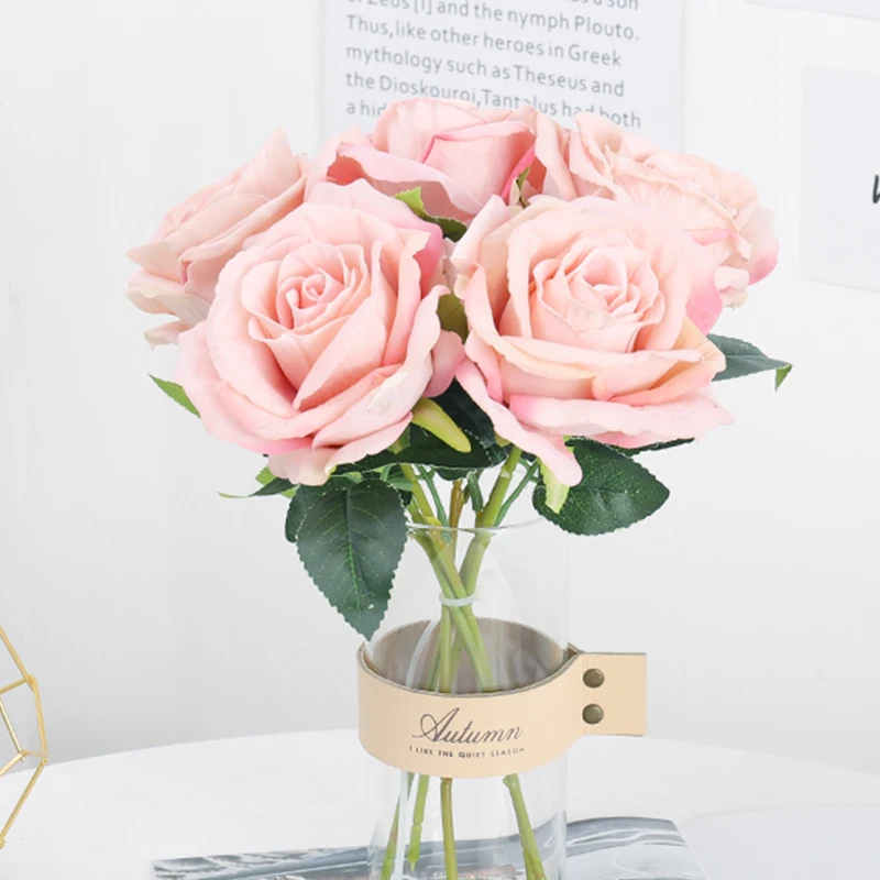 Искусственный цветок высококачественный фланелевый букет розы на ощупь