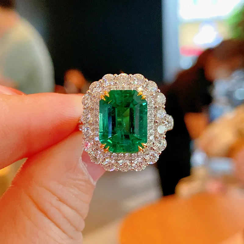 

Женское кольцо с изумрудом RUZZALLATI, винтажное серебряное кольцо с драгоценным камнем в виде принцессы