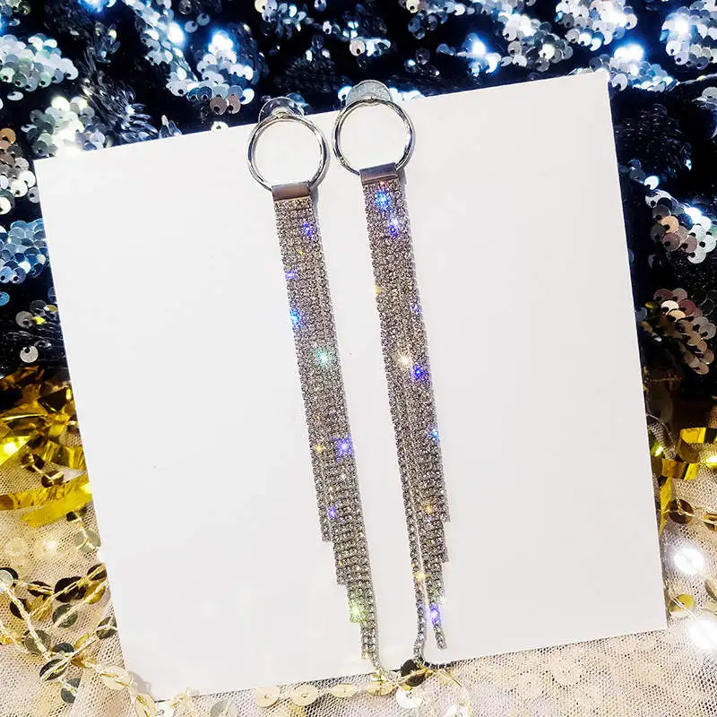silver LUBOV, модные, корейские, стильные, большие, круглые, серьги-кольца, Роскошные, золотые, серебряные, цветные, стразы, серьги для женщин, вечерние, ювелирное изделие, подарок - Окраска металла: silver