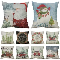 merry christmas deer 18 pillow case cushion decorative cotton linen for car chair home cover