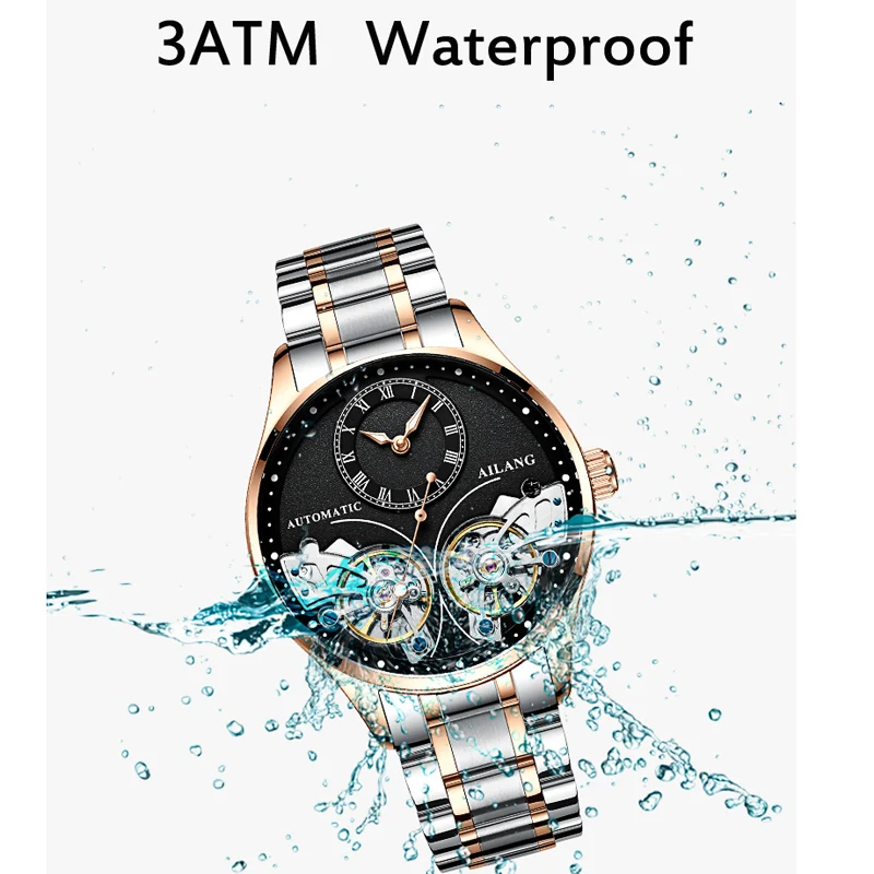 

Switzerland Business Double Tourbillon Mens Watches Top Brand Luxury Steel Automatic Mechanical Watch Men Waterproof clock men