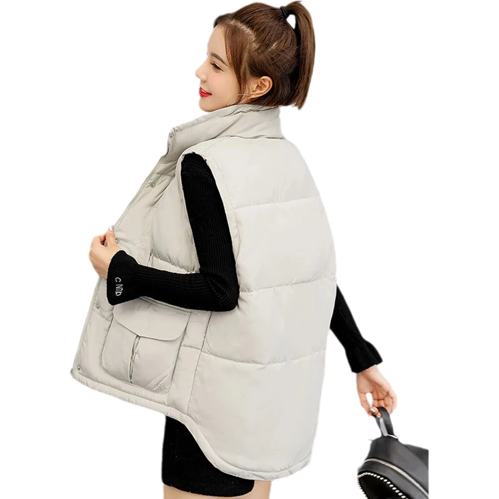 

Nice Women Sleeveless Vest Autumn Winter Long Plus Size 3XL Down Cotton Padded Jacket Female Waistcoat Sleeveless Vest Coat