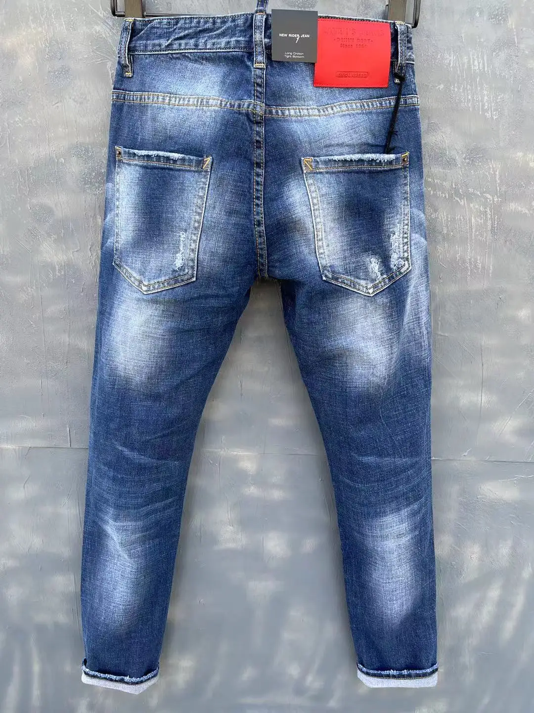 2022 New DSQUARED2 Men's/Women's Jeans Fashion Slim Fit Washed Hole Patches Elastic Simple All-Match Pants 9139