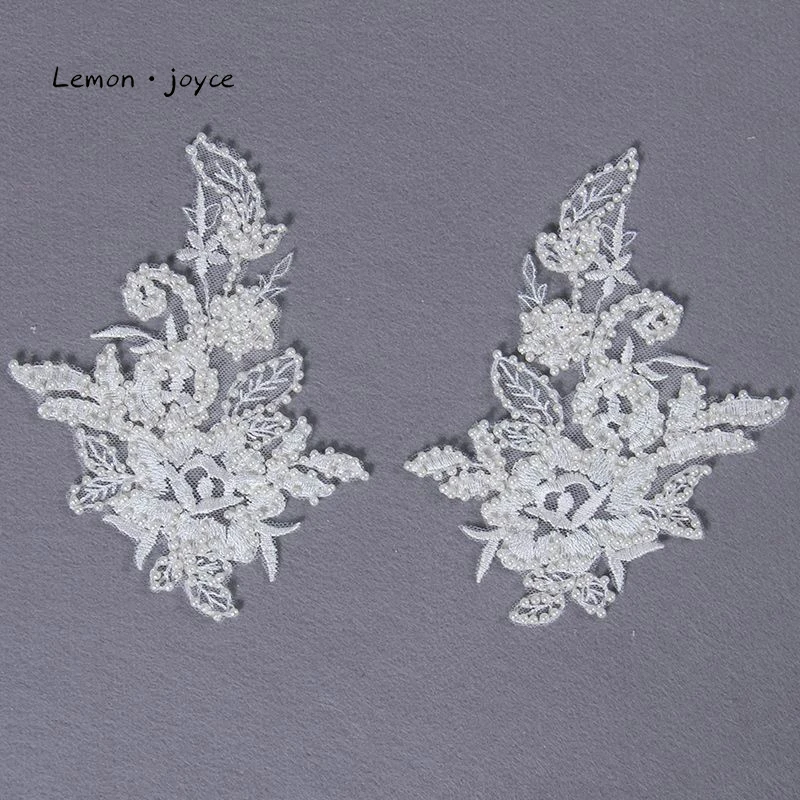 2019 новый дизайн белая аппликация Цветочная кружевная нашивка свадебное платье с