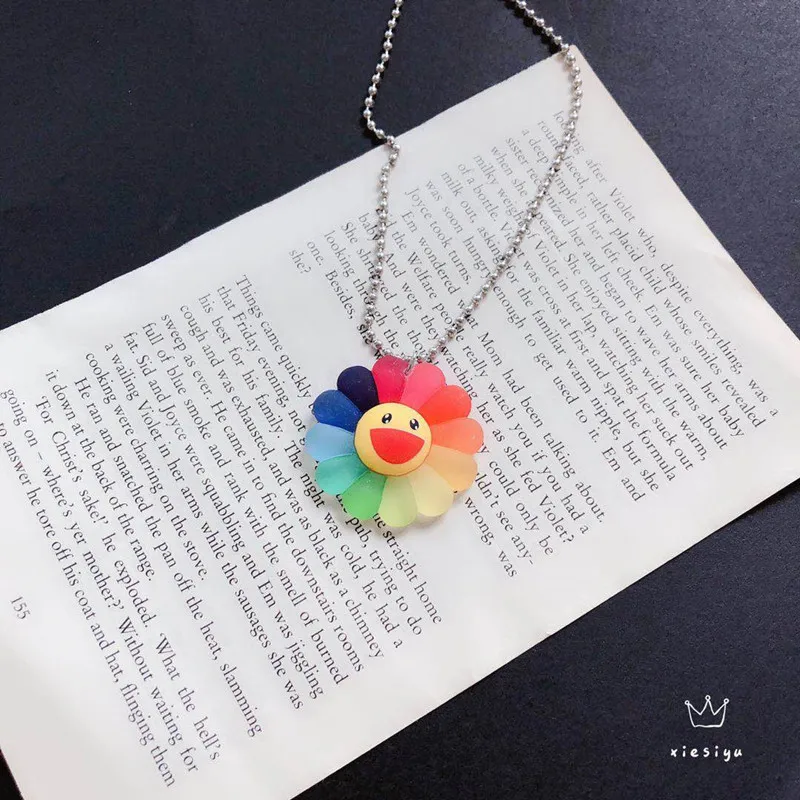 KingDeng Sun Flower Длинное Ожерелье Подвеска Набор Корея Harajuku Дети Ювелирные Изделия