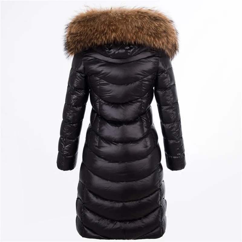 Зимний женский пуховик большой мех енота с капюшоном одежда 2020 корейский стиль