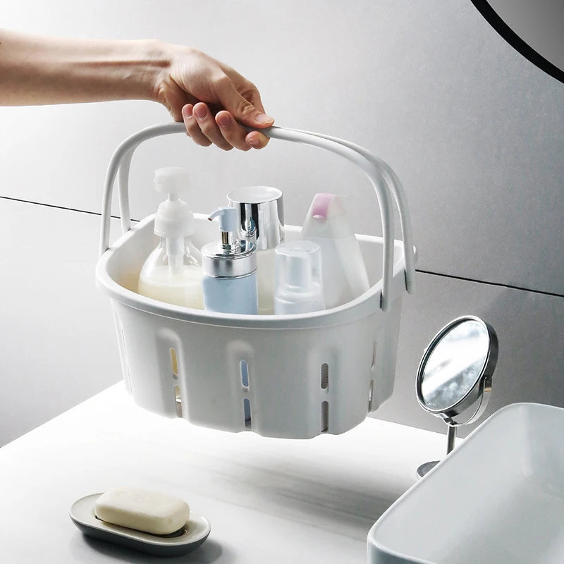 

Plastic Hand Basket Bathroom Storage Baskets with Handle Household Storage Tools